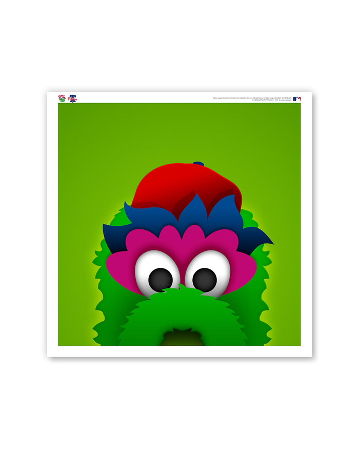 Phillie Phanatic Philadelphia Phillies mascot art print by S. Preston, officially licensed MLB mascot wall art