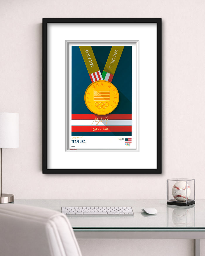 Minimalist Team USA 2026 Hockey Gold Medal Megan Keller Autograph Poster