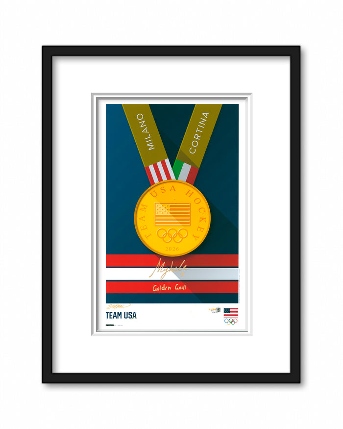 Minimalist Team USA 2026 Hockey Gold Medal Megan Keller Autograph Poster