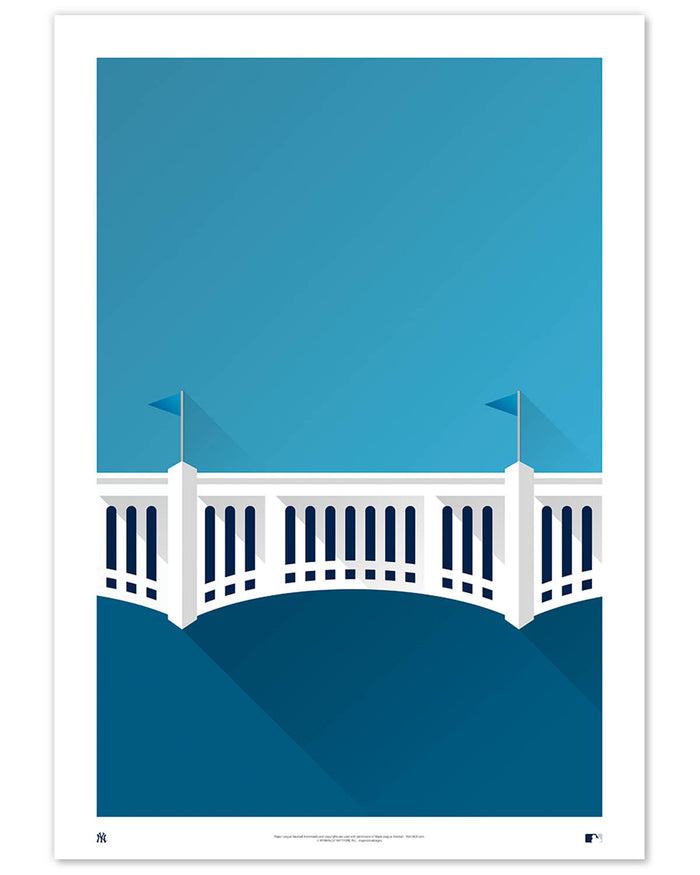 Minimalist Yankee Stadium art print by S. Preston featuring Monument Park, officially licensed New York Yankees MLB wall art