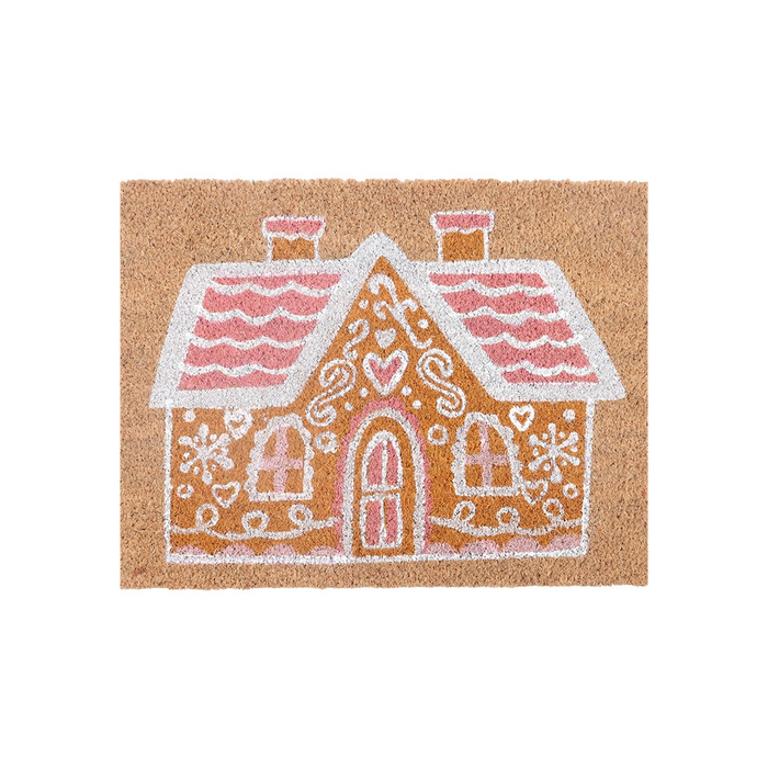 Natural Pink Gingerbread House Doormat 🇬🇧