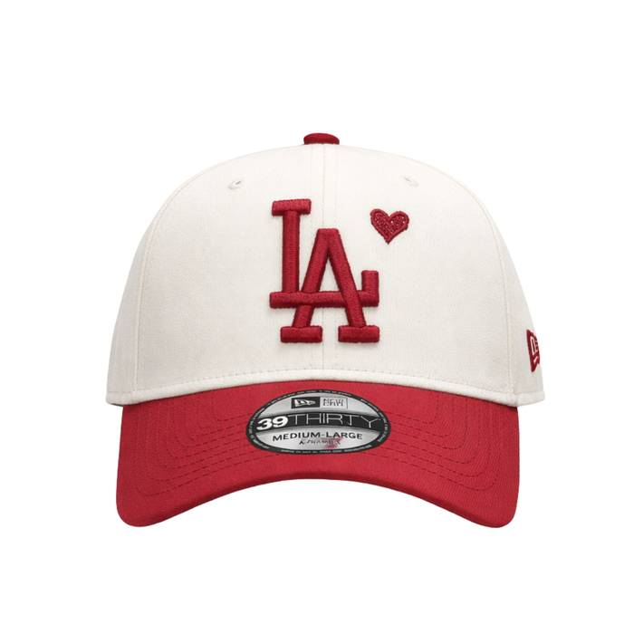 New Era 3930 AFrame Heart Sketch Los Angeles Dodgers Cap Champagne White Red