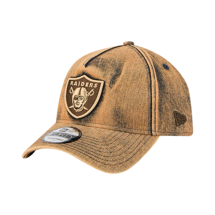 New Era 9Forty A-Frame Overwash Denim Las Vegas Raiders Bronze Gold Snapback Cap