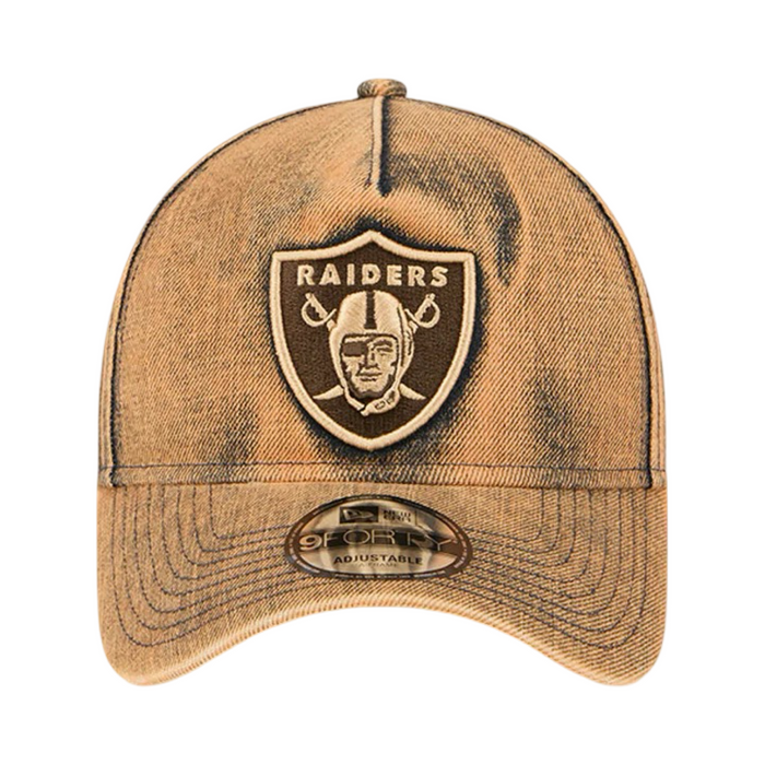 New Era 9Forty A-Frame Overwash Denim Las Vegas Raiders Bronze Gold Snapback Cap