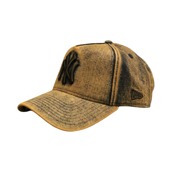 New Era 9Forty A-Frame Overwash Denim New York Yankees Bronze Gold Snapback Cap