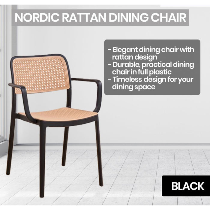 Nordic Rattan Armrest Dinning Chair