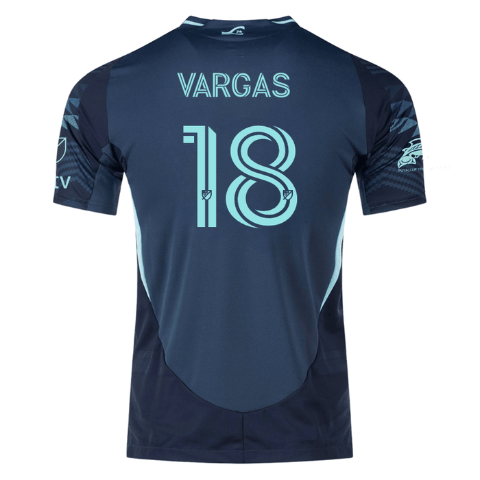 adidas O. Vargas Seattle Sounders Authentic Away Jersey 25/26 w/ MLS Patches & Sponsor (Aura Ink) | SoccerWearhouse
