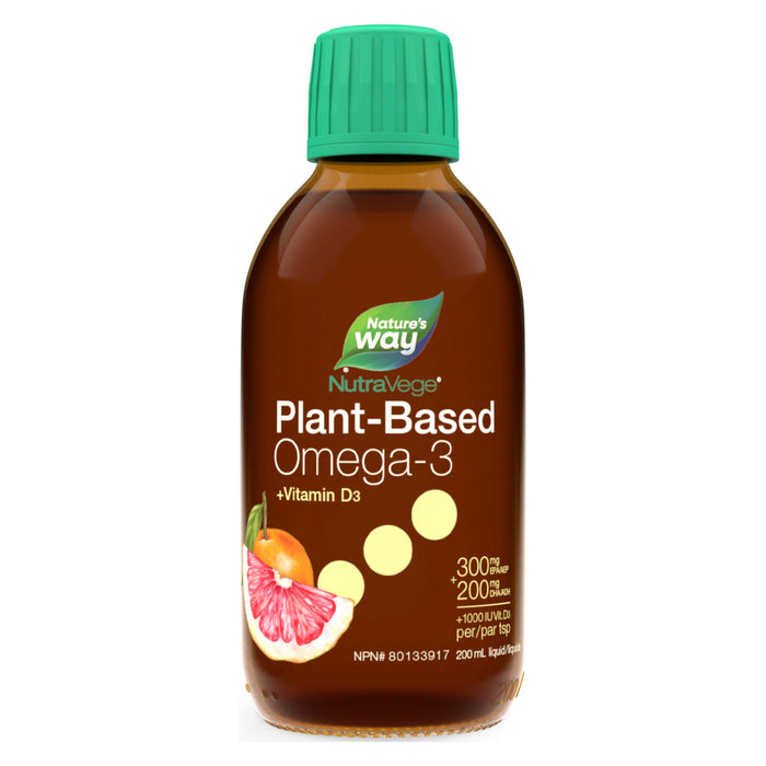 Bottle of Nature's Way Omega-3 Plant + D Grapefruit Tangerine 200ml