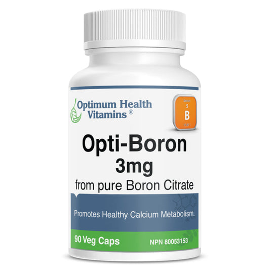 Bottle of Optimum Health Vitamins Opti-Boron 90 Capsules