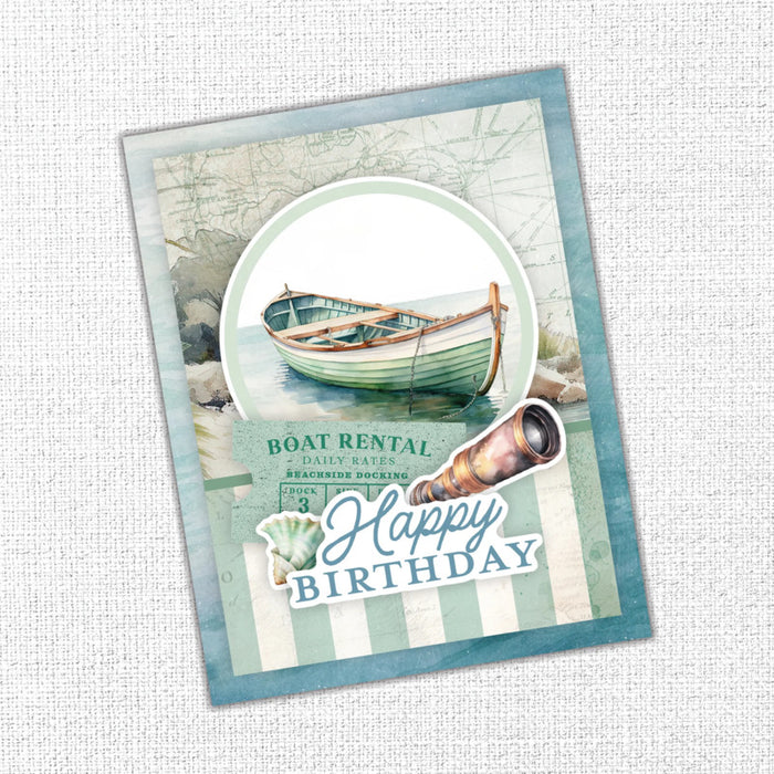 Paper Rose - 12X12 Paper Collection - Seaside Memories. 12 double-sided patterned papers. Available at Embellish Away located in Bowmanville Ontario Canada. Example by brand ambassador.