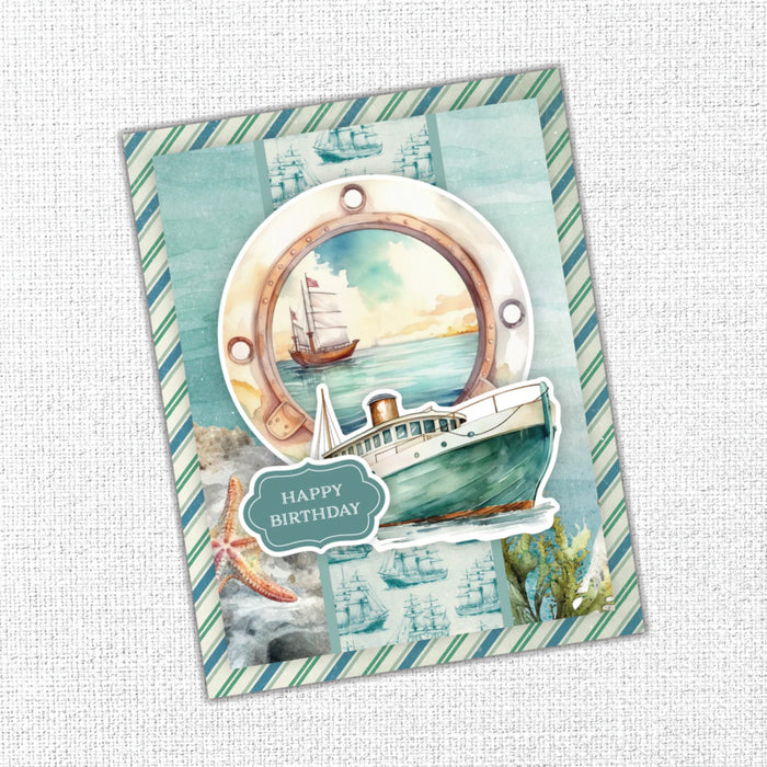 Paper Rose - 12X12 Paper Collection - Seaside Memories. 12 double-sided patterned papers. Available at Embellish Away located in Bowmanville Ontario Canada. Example by brand ambassador.