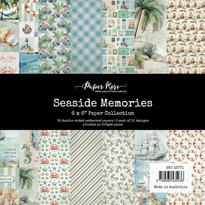 Paper Rose - 6X6 Paper Collection - Seaside Memories. 18 double-sided patterned papers. Available at Embellish Away located in Bowmanville Ontario Canada.