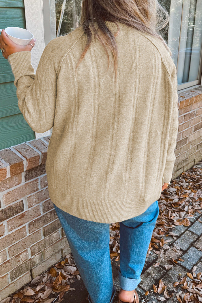 Parchment Oversized Cable Knit Long Sleeve Round Neck Tunic Length Plus Size Sweater 🇺🇸