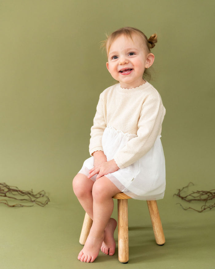 Pearl Knit Classic Sweater Top & Tutu Baby Dress (Organic Cotton)