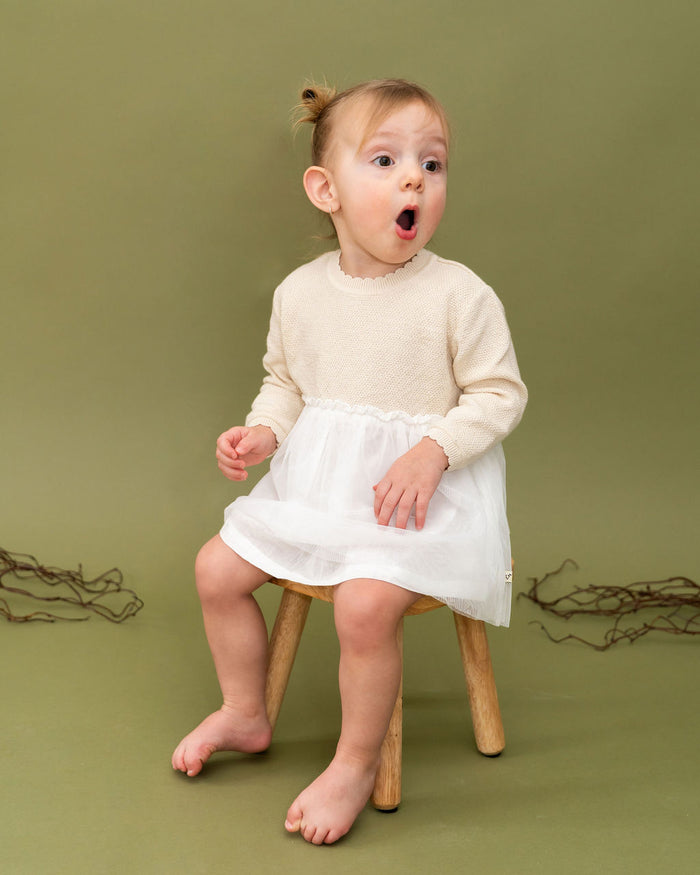 Pearl Knit Classic Sweater Top & Tutu Baby Dress (Organic Cotton)