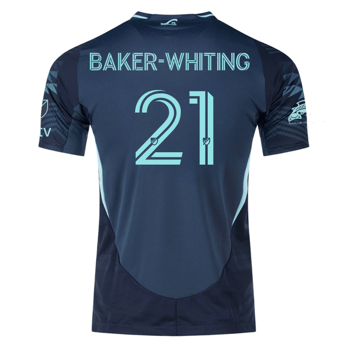 adidas R. Baker - Whiting Seattle Sounders Authentic Away Jersey 25/26 w/ MLS Patches & Sponsor (Aura Ink) | SoccerWearhouse