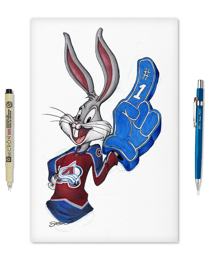 Rabbit Hockey Fan x NHL Avalanche Bugs Bunny Limited Edition Art Print