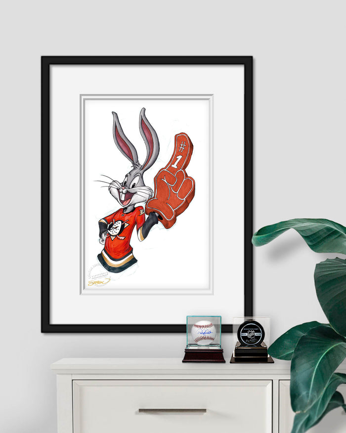 Rabbit Hockey Fan x NHL Ducks Bugs Bunny Limited Edition Art Print