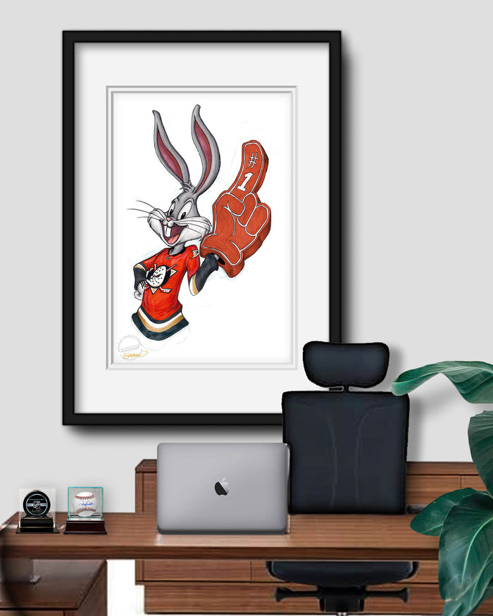 Rabbit Hockey Fan x NHL Ducks Bugs Bunny Limited Edition Art Print