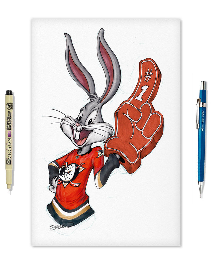 Rabbit Hockey Fan x NHL Ducks Bugs Bunny Limited Edition Art Print