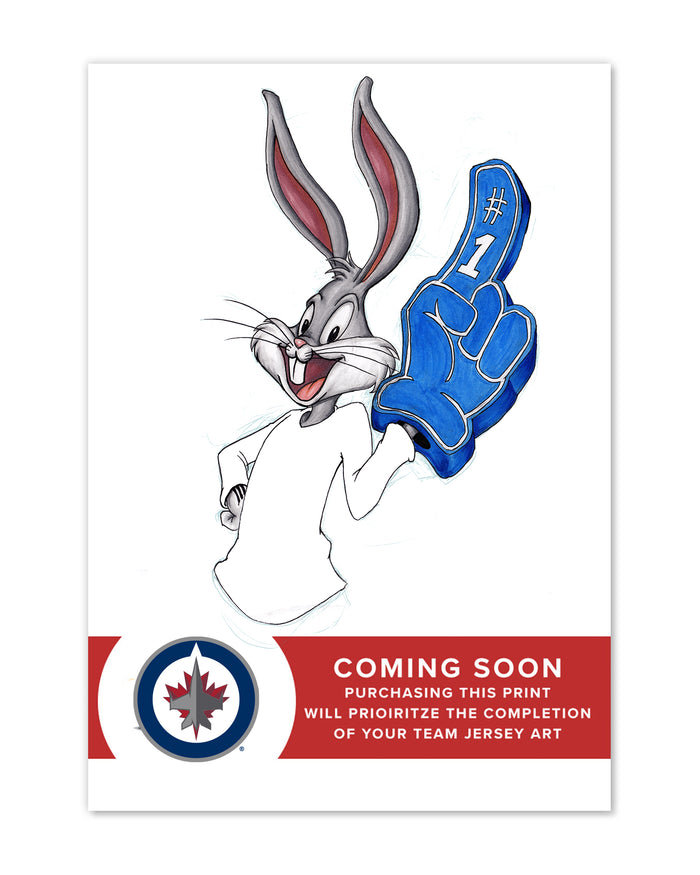 Rabbit Hockey Fan x NHL Jets Bugs Bunny Limited Edition Art Print