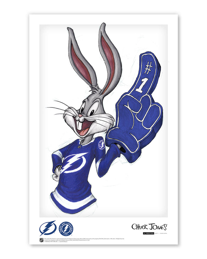 Rabbit Hockey Fan x NHL Lightning Bugs Bunny Limited Edition Art Print