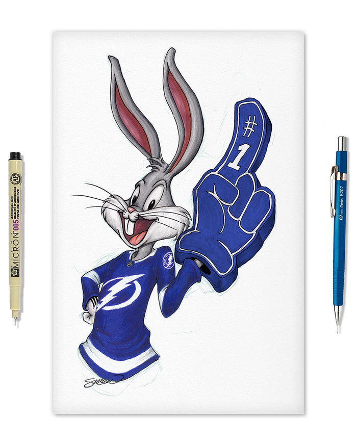 Rabbit Hockey Fan x NHL Lightning Bugs Bunny Limited Edition Art Print