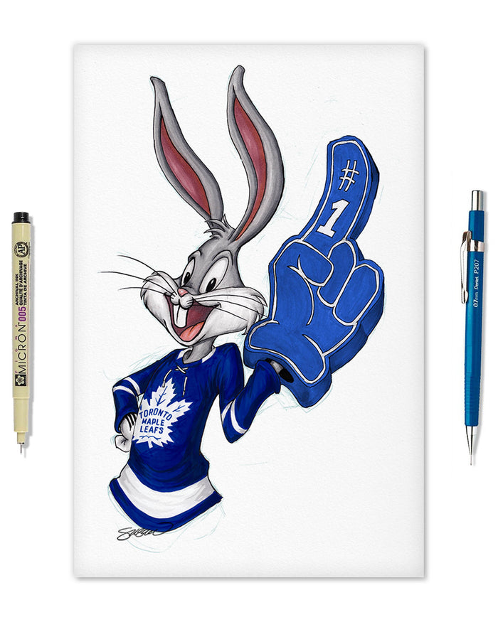 Rabbit Hockey Fan x NHL Maple Leafs Bugs Bunny Limited Edition Art Print