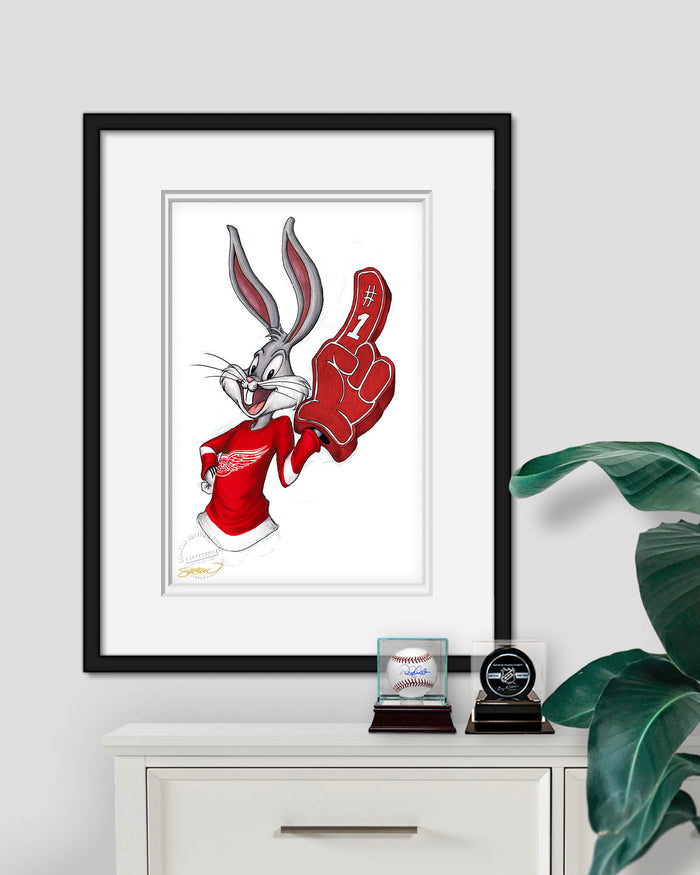 Rabbit Hockey Fan x NHL Red Wings Bugs Bunny Limited Edition Art Print