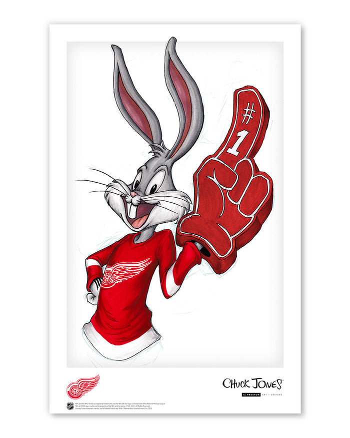 Rabbit Hockey Fan x NHL Red Wings Bugs Bunny Limited Edition Art Print