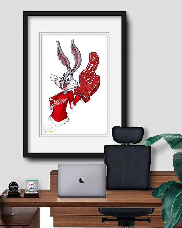 Rabbit Hockey Fan x NHL Red Wings Bugs Bunny Limited Edition Art Print