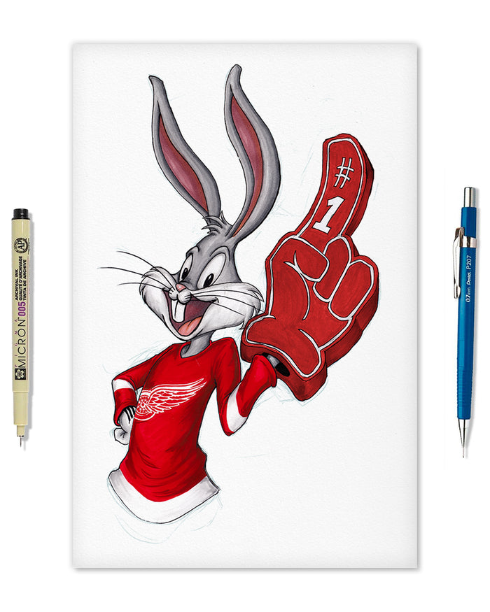 Rabbit Hockey Fan x NHL Red Wings Bugs Bunny Limited Edition Art Print