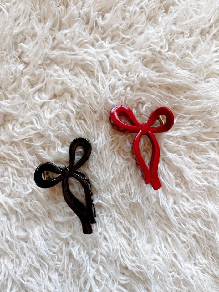 Red Bow Claw Clip