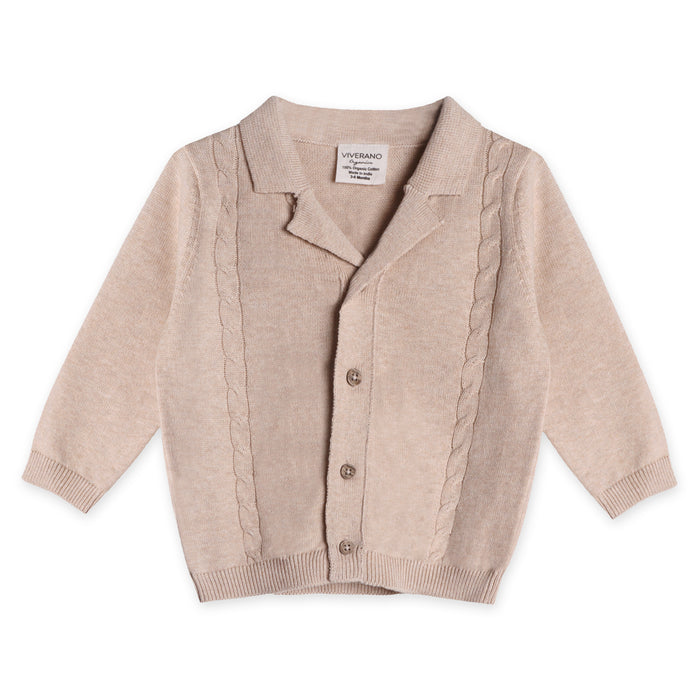 Resort Cable Knit Baby Sweater Cardigan & Pant Set (Organic Cotton)
