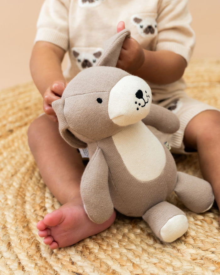 Rocky Lil Dog Knit Stuffed Animal Soft Baby Toy (Organic Cotton)