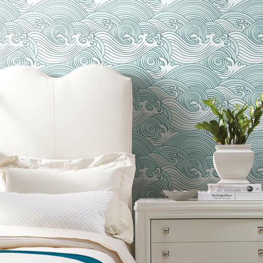 RoomMates Asian Waves Peel & Stick Wallpaper - EonShoppee