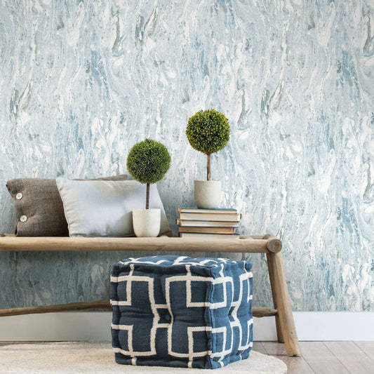 RoomMates Blue Marble Seas Peel & Stick Wallpaper - EonShoppee