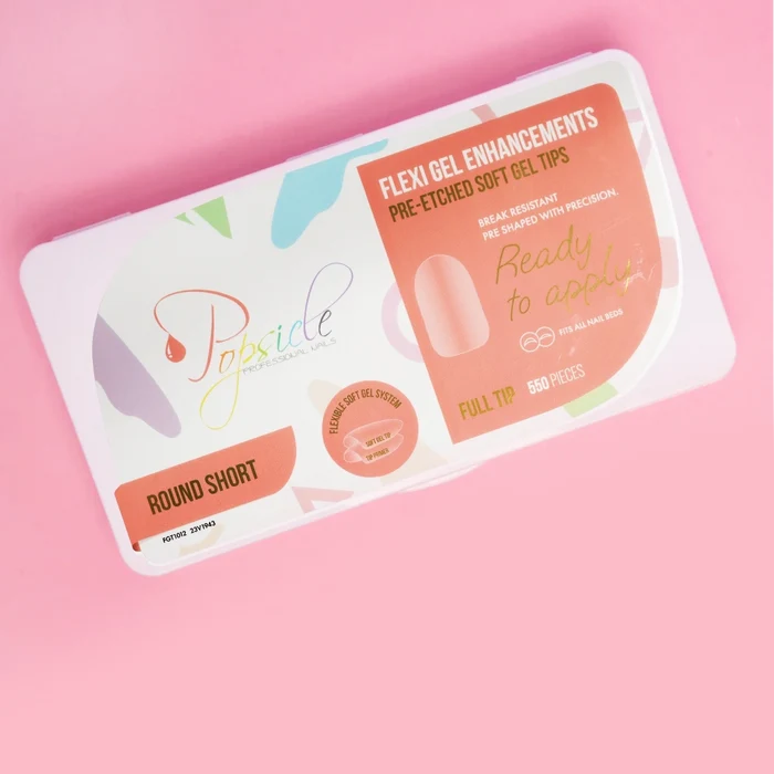 Round Square Short Pre-Etched Full Cover Flexi Gel Soft Gel Tips