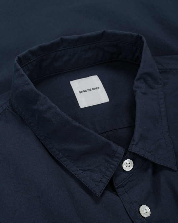 lost & found Sage de Cret Sage de Cret Organic Cotton Bloadcloth Regular Collar Shirt L/S Navy
