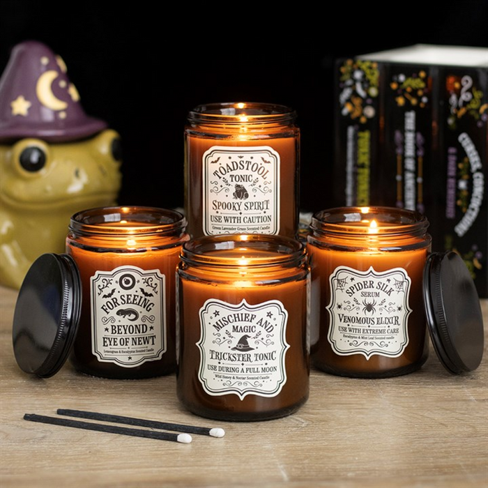 Set of 4 Witch's Apothecary Amber Jar Candles 🇬🇧