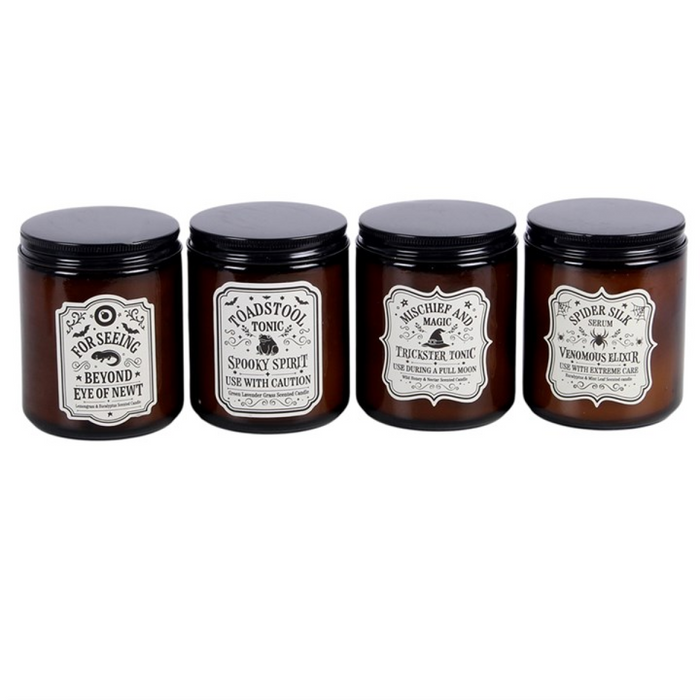 Set of 4 Witch's Apothecary Amber Jar Candles 🇬🇧