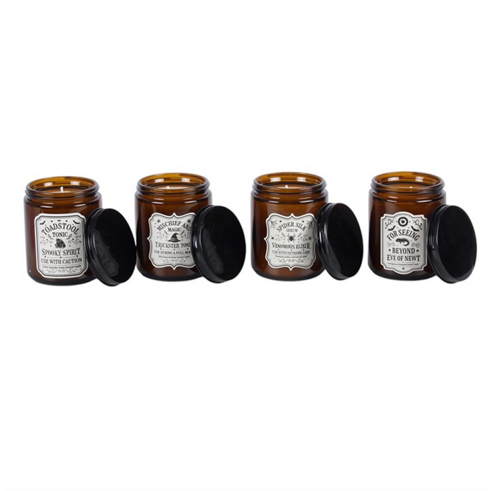 Set of 4 Witch's Apothecary Amber Jar Candles 🇬🇧
