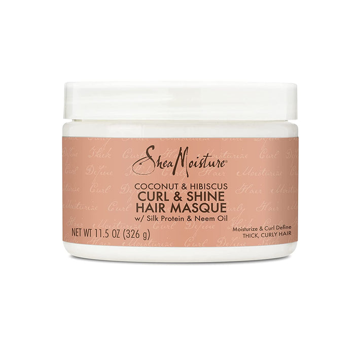 SHEA MOISTURE Coconut & Hibiscus Curl & Shine Hair Masque Silk Protin & Neem Oil  ماسك الشعر الكيرلي من شيا مويستر