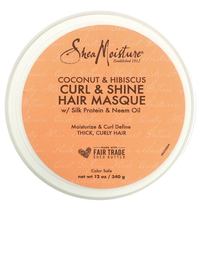 SHEA MOISTURE Coconut & Hibiscus Curl & Shine Hair Masque Silk Protin & Neem Oil  ماسك الشعر الكيرلي من شيا مويستر