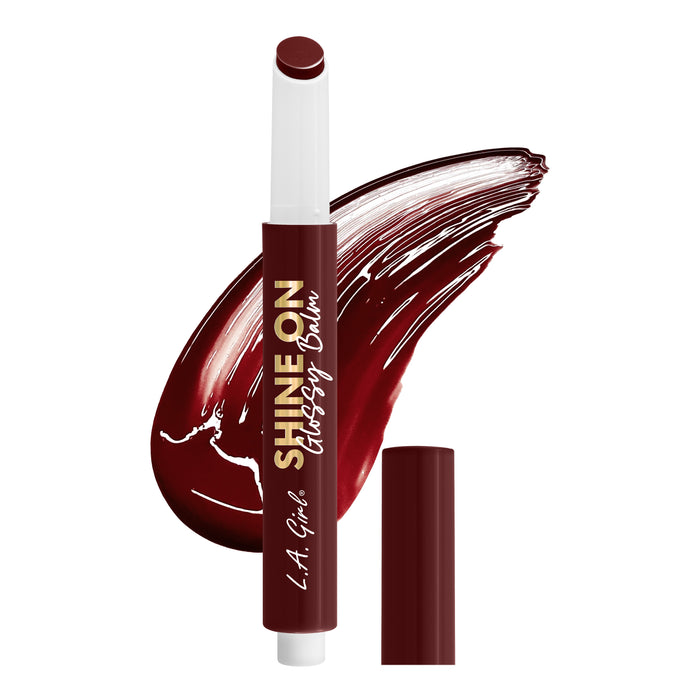L.A. Girl Glossy Drama lip gloss with a swatch on a white background