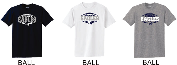 Sierra FOOTBALL Basic Tee- 4 Designs- Matte or Glitter