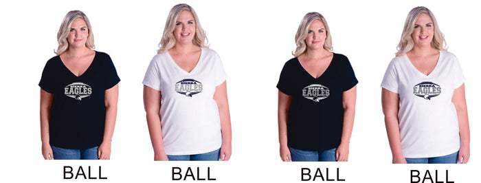 Sierra FOOTBALL Curvy Ladies Tee- 4 designs- Matte or Glitter