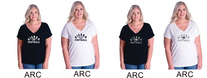 Sierra FOOTBALL Curvy Ladies Tee- 4 designs- Matte or Glitter