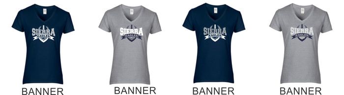 Sierra FOOTBALL Ladies Short Sleeve Tee- 4 Designs- Matte or Glitter