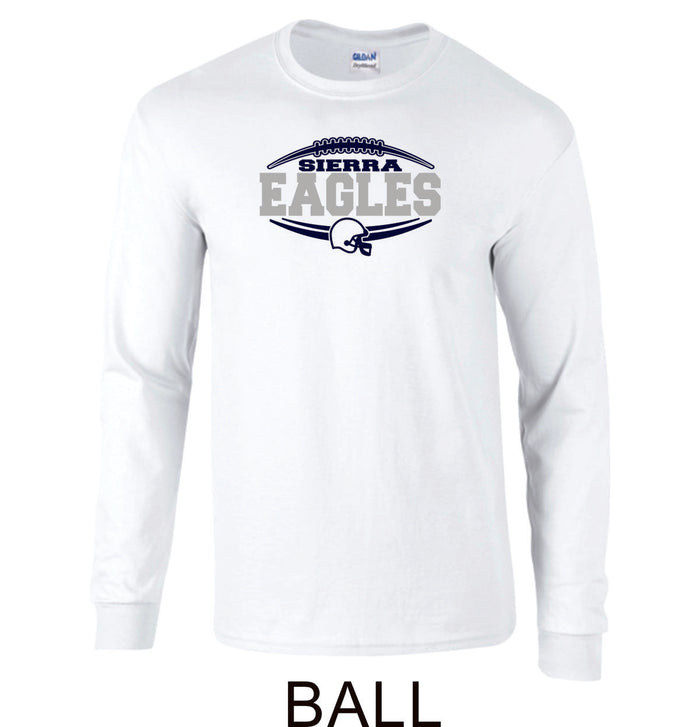Sierra FOOTBALL Long Sleeve Tee- 4 designs-Matte or Glitter